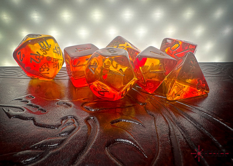 Gemini: Poly Translucent Red-Yellow/gold 7-Die Set