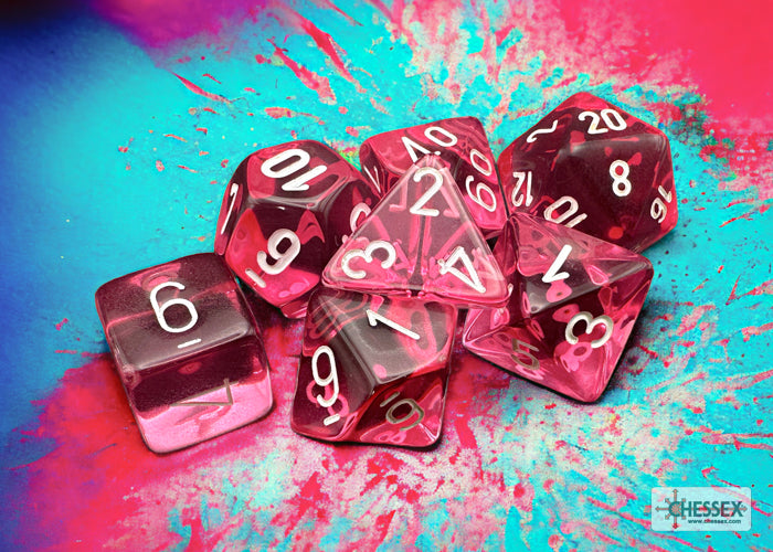 Translucent: Polyhedral Pink/white 7-Die Set