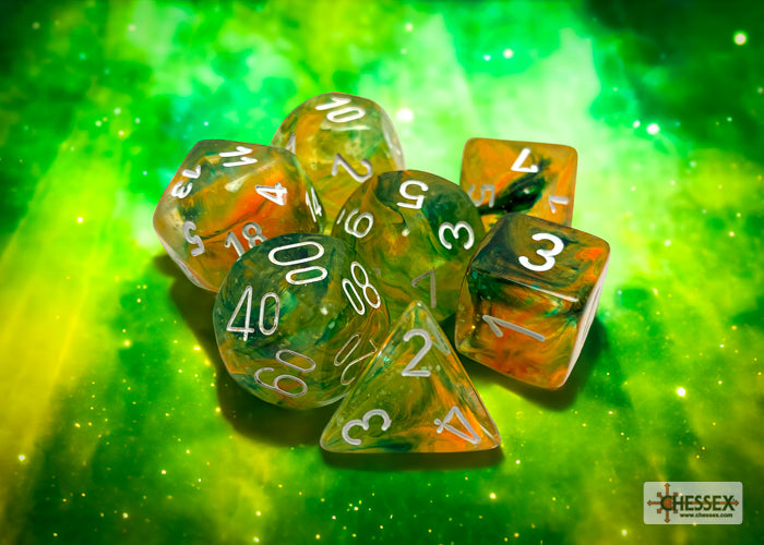 Nebula: Polyhedral Spring/white Luminary 7-Die Set