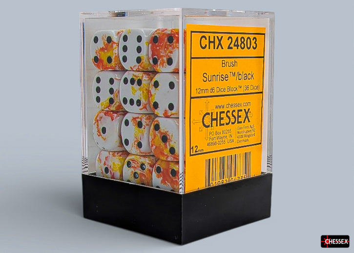 Brush Sunrise/black 12mm d6 Dice Block (36 dice)