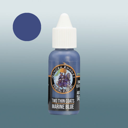 Two Thin Coats Paint Bottle and Color Swatch for Marine Blue