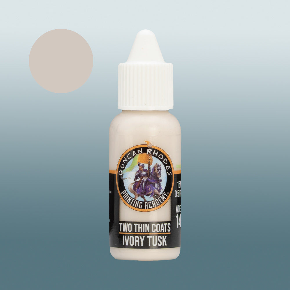 Two Thin Coats Paint Bottle and Color Swatch for Ivory Tusk