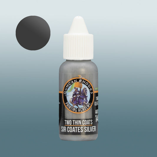 Two Thin Coats Paint Bottle and Color Swatch for Sir Coates Silver