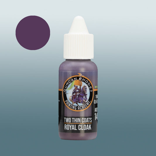 Two Thin Coats Paint Bottle and Color Swatch for Royal Cloak