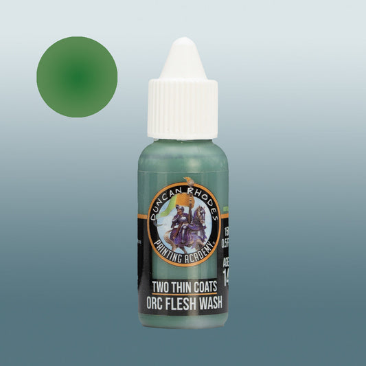 Two Thin Coats Paint Bottle and Color Swatch for Orc Flesh Wash