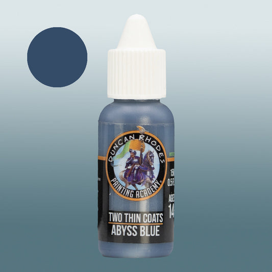 Two Thin Coats Paint Bottle and Color Swatch for Abyss Blue