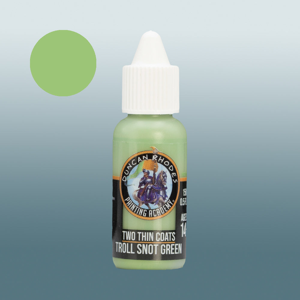 Two Thin Coats Paint Bottle and Color Swatch for Troll Snot Green