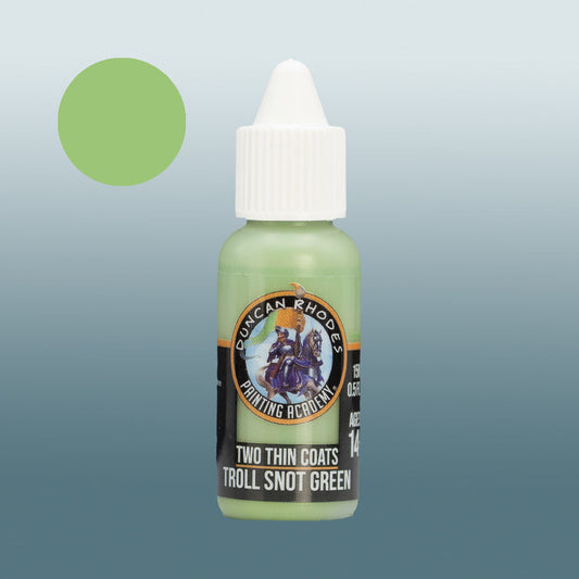 Two Thin Coats Paint Bottle and Color Swatch for Troll Snot Green
