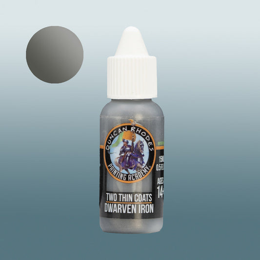 Two Thin Coats Paint Bottle and Color Swatch for Dwarven Iron