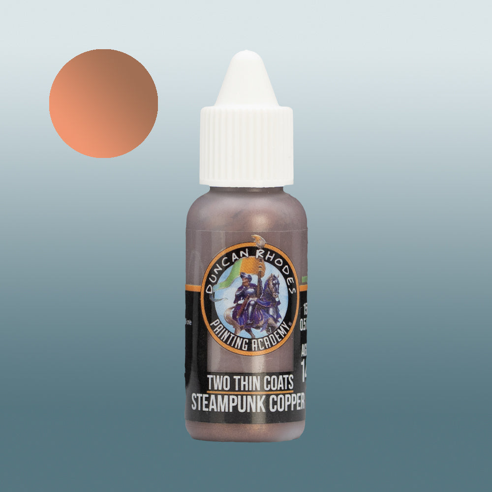 Two Thin Coats Paint Bottle and Color Swatch for Steampunk Copper