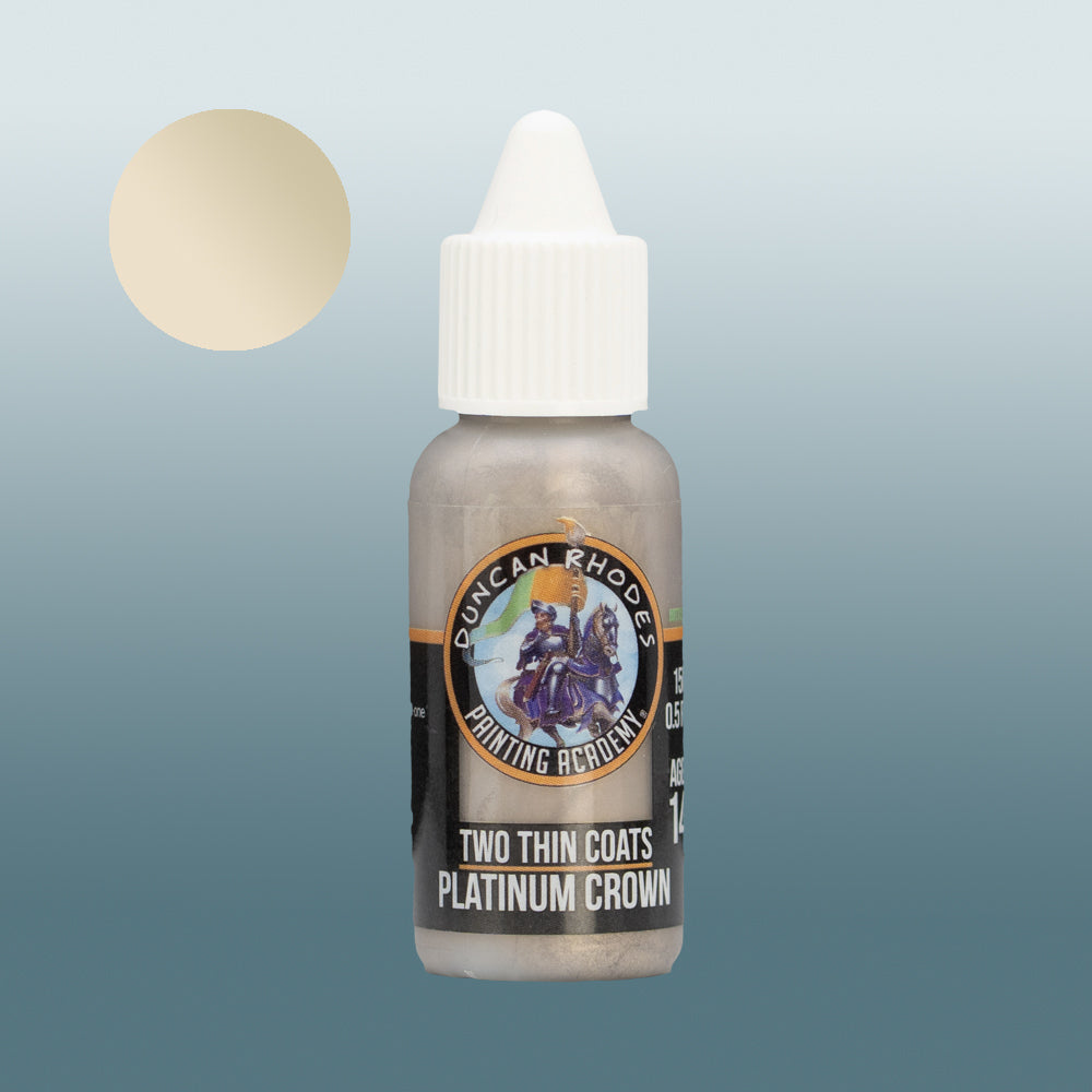 Two Thin Coats Paint Bottle and Color Swatch for Platinum Crown