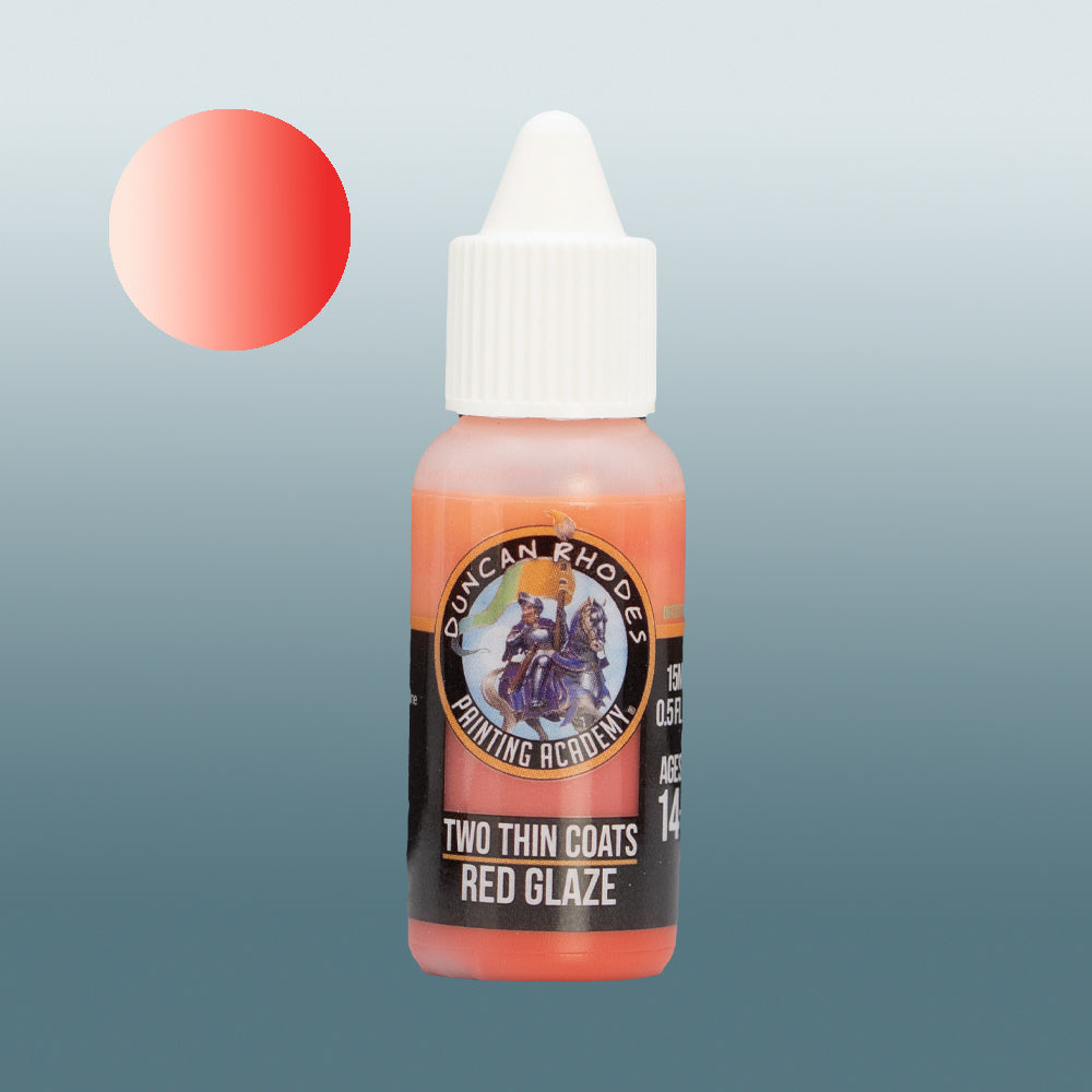 Two Thin Coats Paint Bottle and Color Swatch for Red Glaze