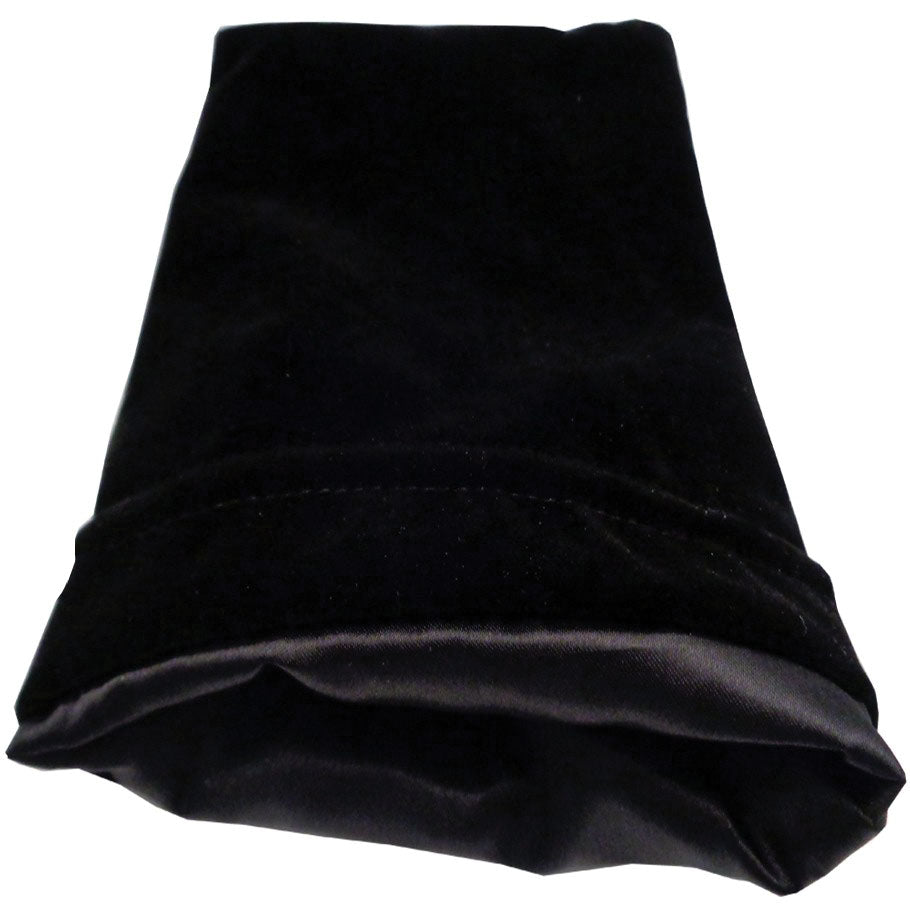 6in x 8in Large Black Velvet Dice Bag with Black Satin Lining