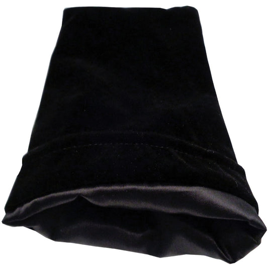 6in x 8in Large Black Velvet Dice Bag with Black Satin Lining
