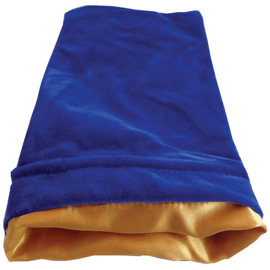 6in x 8in Large Blue Velvet Dice Bag with Gold Satin Lining