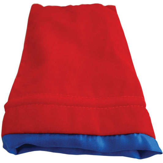 6in x 8in Large Red Velvet Dice Bag with Blue Satin Lining