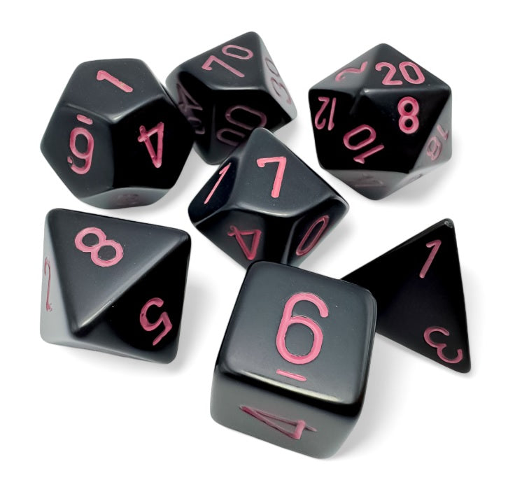 Opaque Black/pink Polyhedral 7-Dice Set