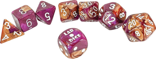 Lab Dice 9: Gemini Copper-Purple/white