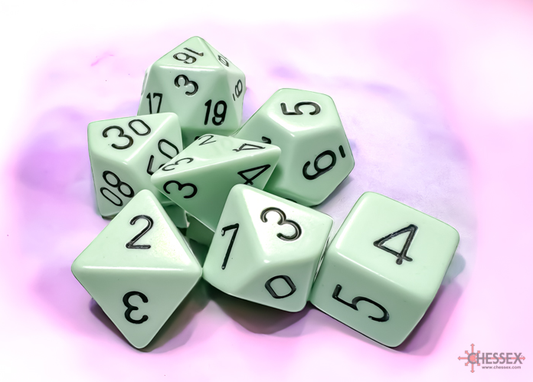 Pastel Green/black Opaque Polyhedral 7-Die Set