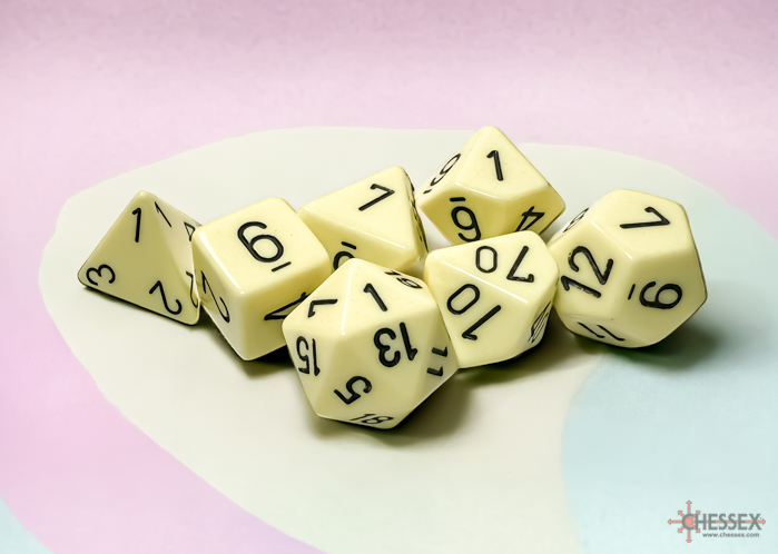 Pastel Yellow/black Opaque Polyhedral 7-Die Set