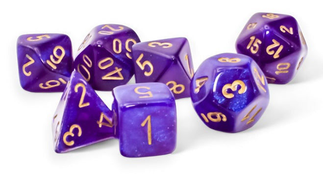 Borealis: Mega-hedral Royal Purple/gold Luminary 7-Die Set
