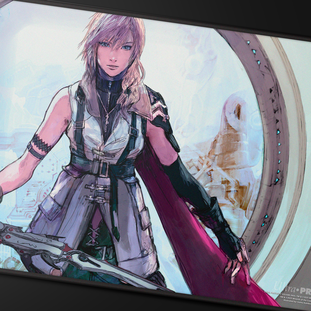 FINAL FANTASY Black Stitched Playmat Premium W - Lightning, Army of One