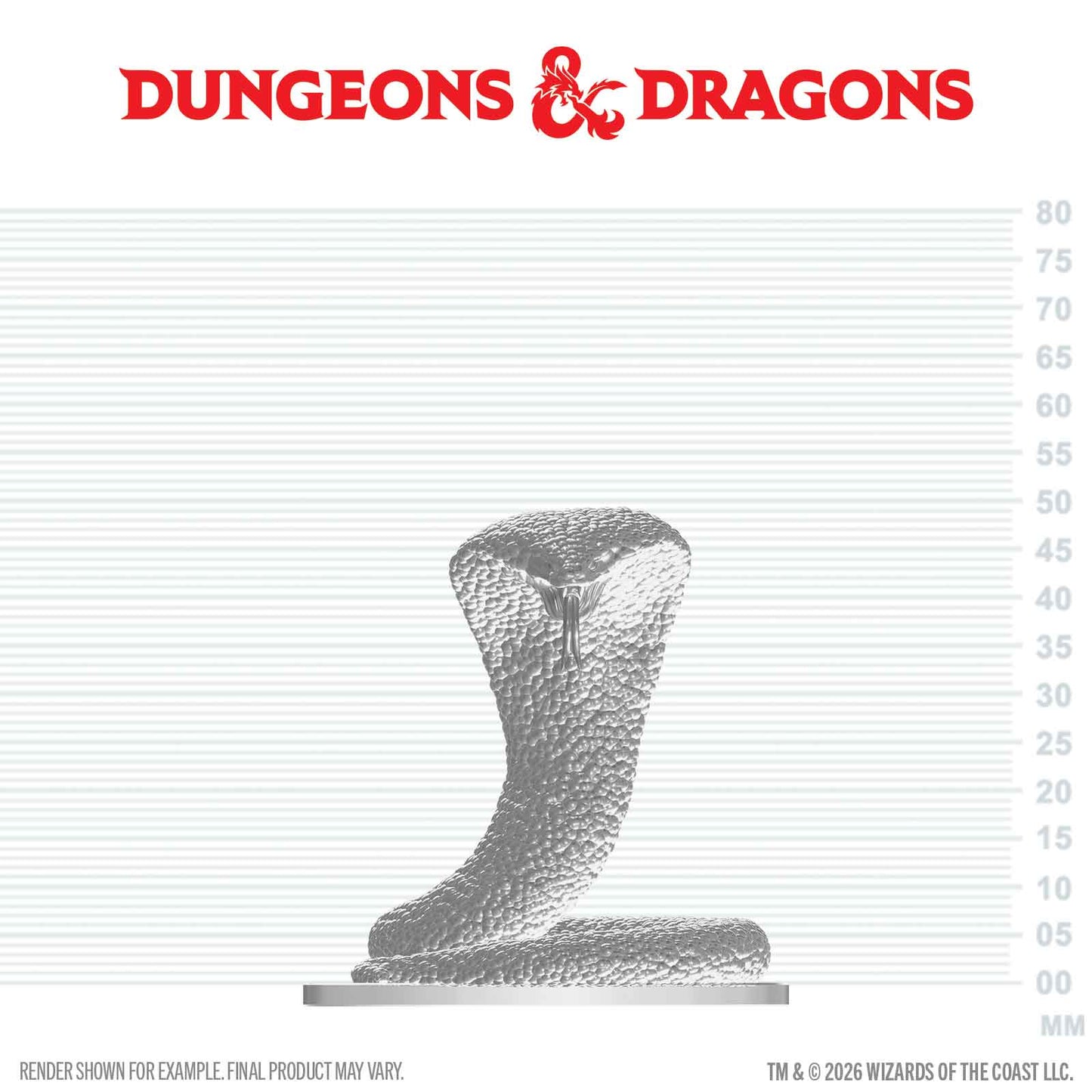 Dungeons & Dragons logo with a stone-like object on a measurement scale background