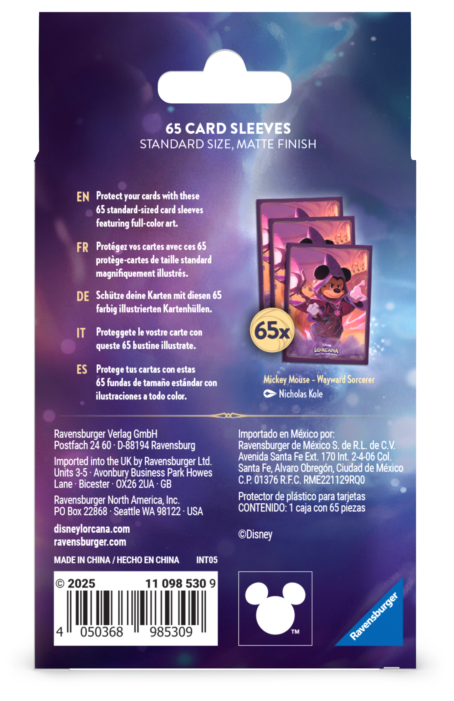 Sorcerer Mickey Card Sleeves for Disney Lorcana TCG