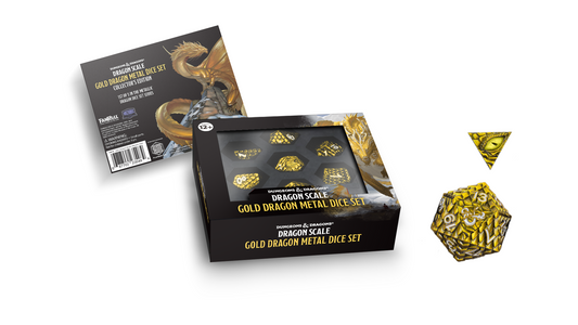 D&D Gold Dragon Scale Metal Dice Set
