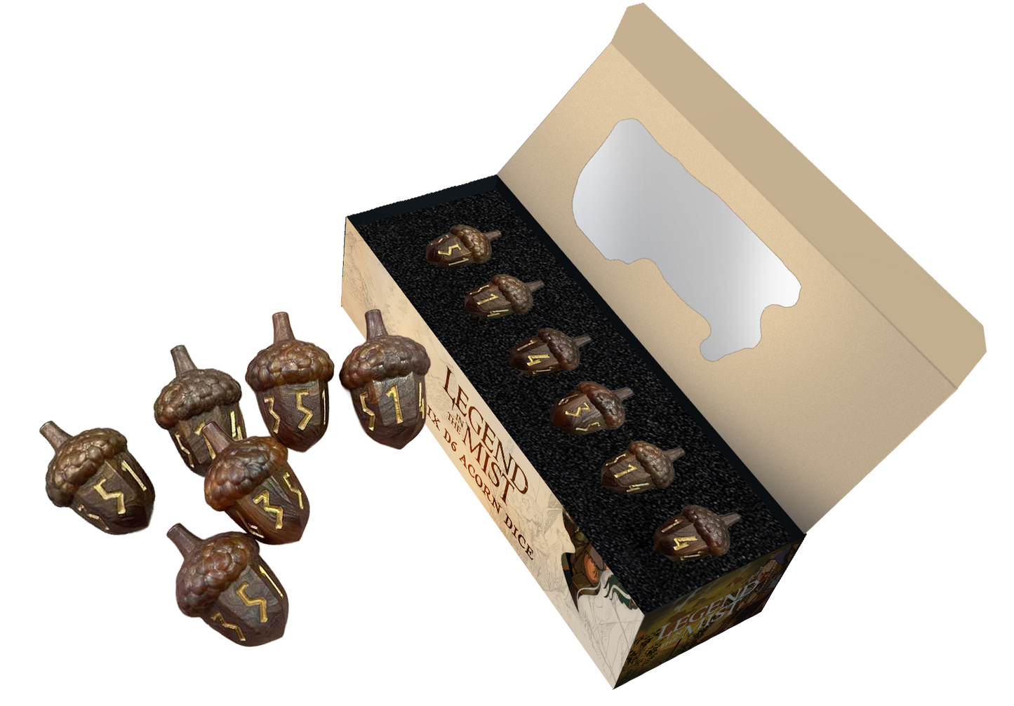 Legend in the Mist Resin Acorn Dice Set