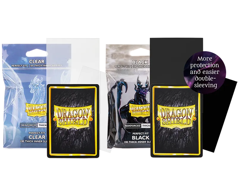 Dragon Shields Perfect Fit: Thick Inner Sleeves - Standard Size - Black (100)