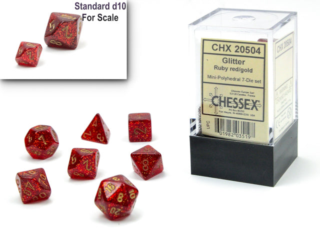 Glitter: Mini-Polyhedral Ruby gold 7-Die Set