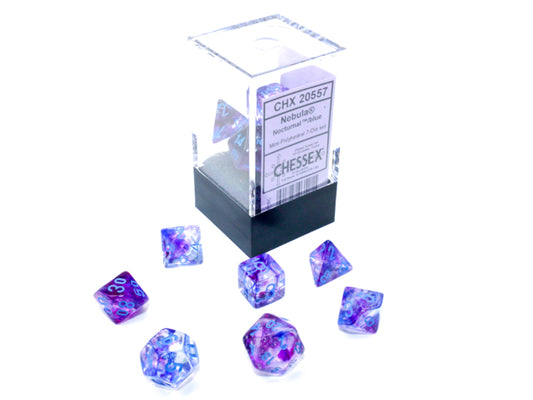 Nebula Nocturnal/blue Luminary Mini-Polyhedral 7-Die Set
