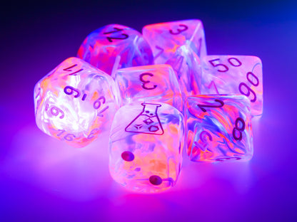 Lab Dice 6 Nebula: Poly Black Light Special/white 7-Die Set (with bonus die)