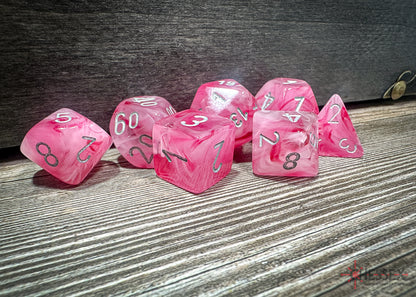 Ghostly Glow Pink/silver Polyhedral 7-Die Set