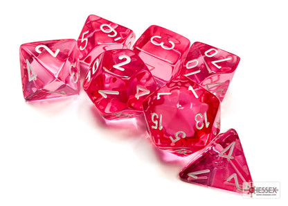 Translucent: Polyhedral Pink/white 7-Die Set