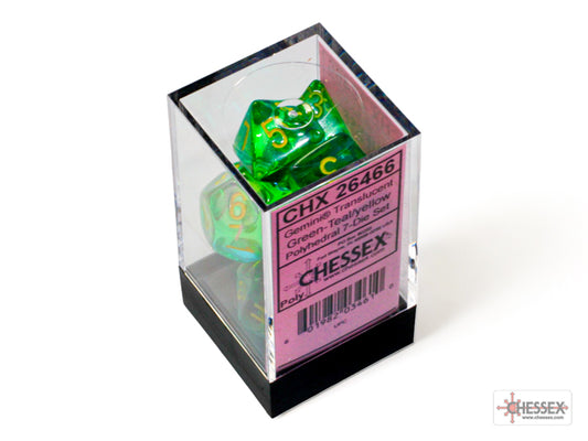 Gemini: Poly Translucent Green-Teal/yellow 7-Die Set