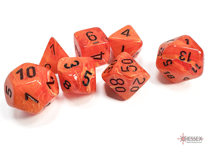 Vortex Orange/black Polyhedral 7-Dice Set