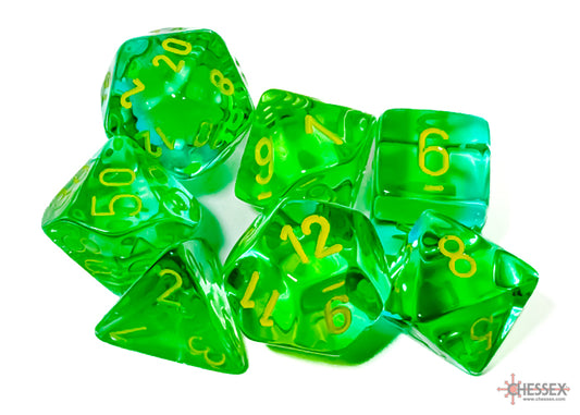 Gemini: Poly Translucent Green-Teal/yellow 7-Die Set