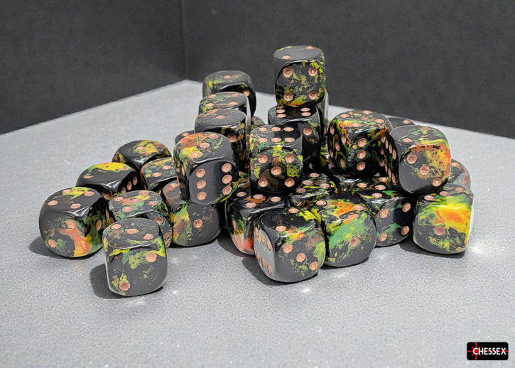 Brush Deep Forest/gold 12mm d6 Dice Block (36 dice)