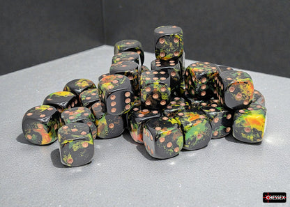 Brush Deep Forest/gold 12mm d6 Dice Block (36 dice)