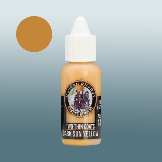 Two Thin Coats Paint Bottle and Color Swatch for Dark Sun Yellow