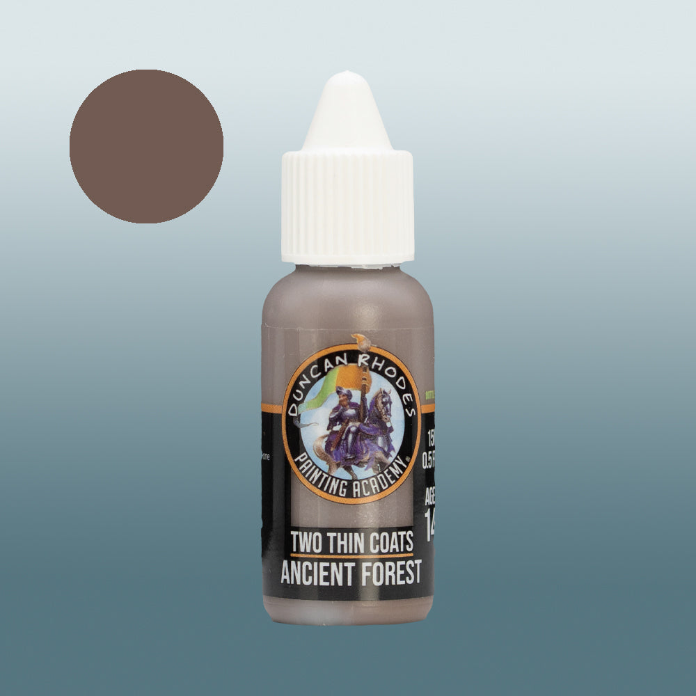 Two Thin Coats Paint Bottle and Color Swatch for Ancient Forest