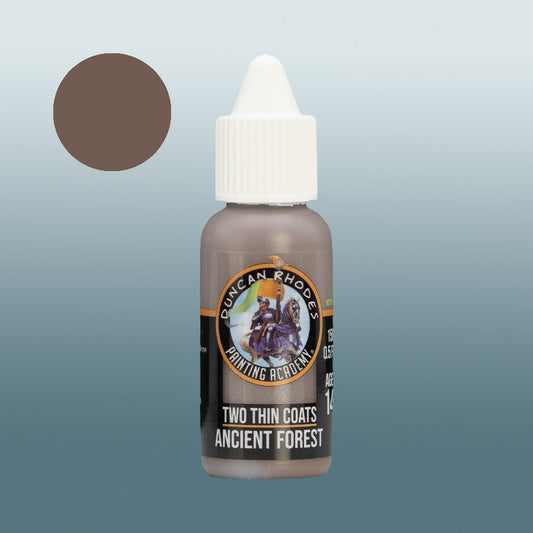 Two Thin Coats Paint Bottle and Color Swatch for Ancient Forest