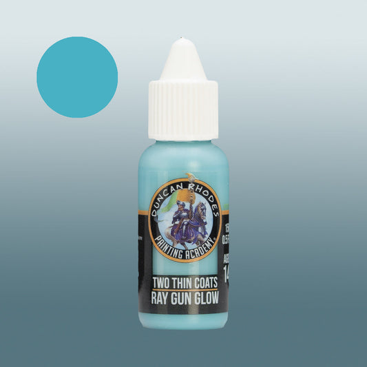 Two Thin Coats Paint Bottle and Color Swatch for Ray Gun Glow