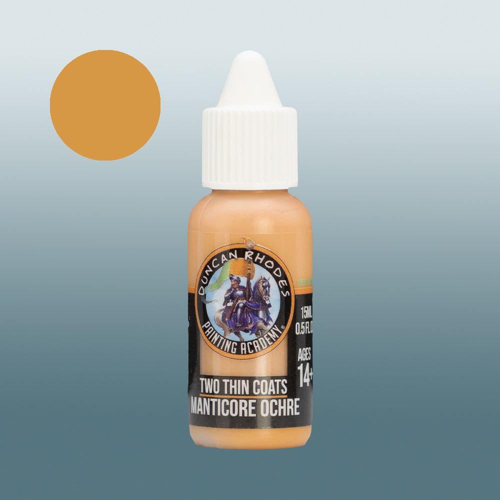 Two Thin Coats Paint Bottle and Color Swatch for Manticore Ochre