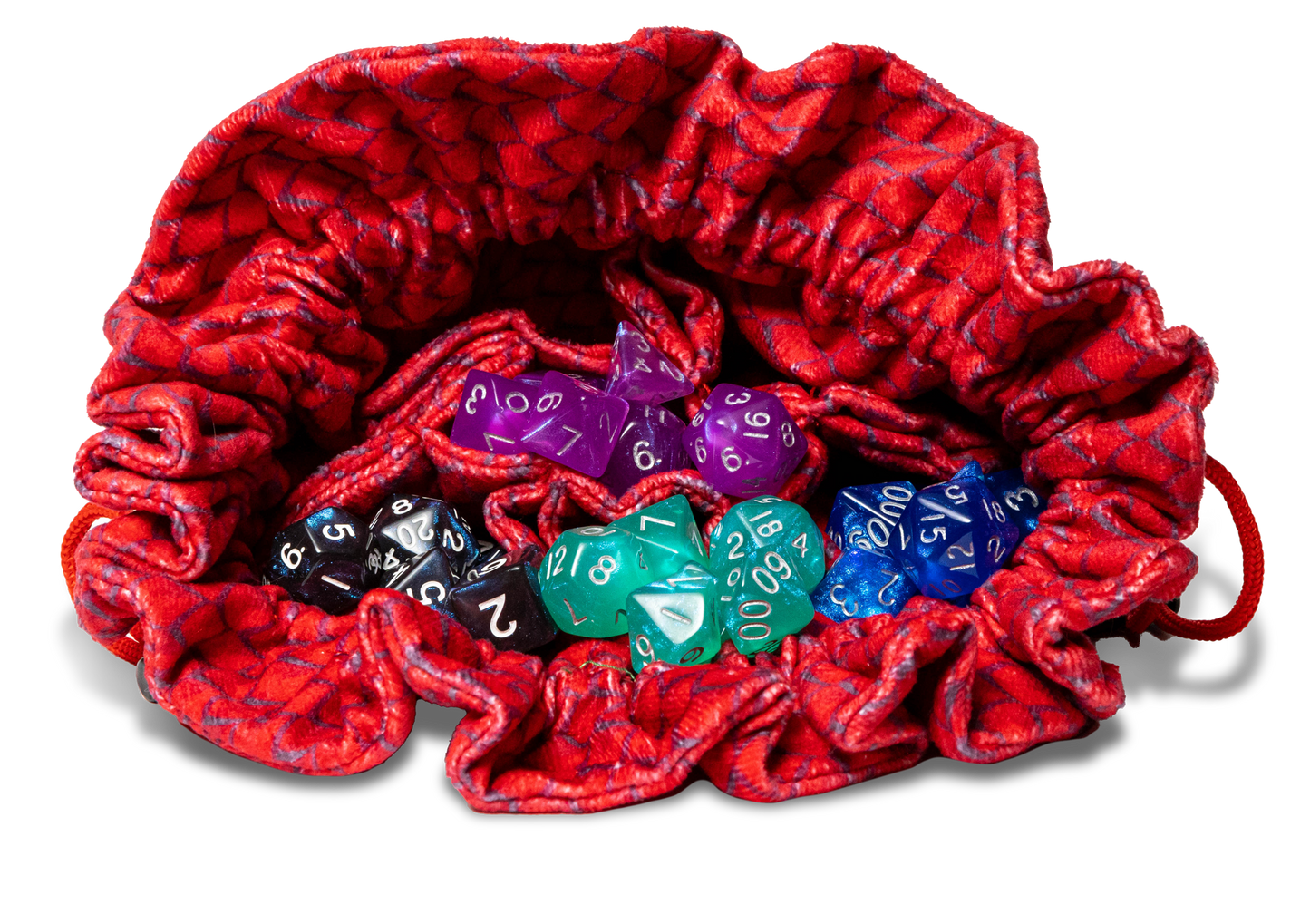 Dragon Storm Velvet Compartment Dice Bag: Red Dragon Scales