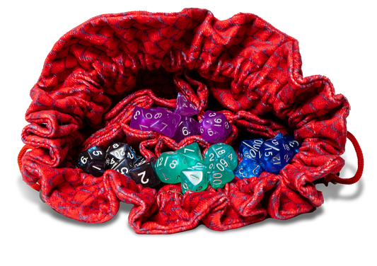 Dragon Storm Velvet Compartment Dice Bag: Red Dragon Scales