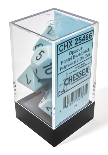 Pastel Blue/black Opaque Polyhedral 7-Die Set