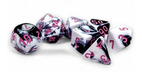 Gemini: Polyhedral Black-White/pink 7-Die Set